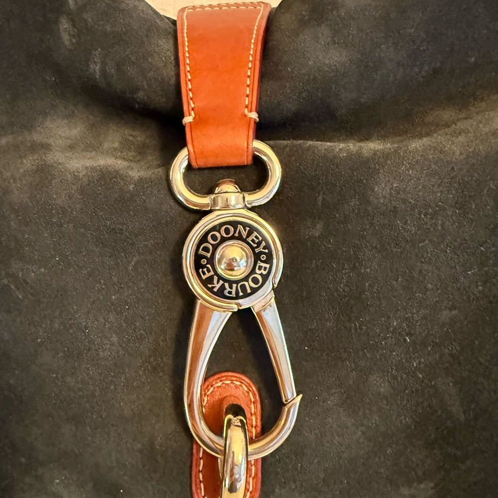 Large Dooney & Bourke Shoulder Bag - Black Suede, Leather accents, Red Interior - Picture 7 of 16